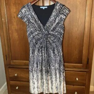 Antonio Melani Womens Knit Dress‎ White Navy Blue White Medium Ombre Stretch EUC